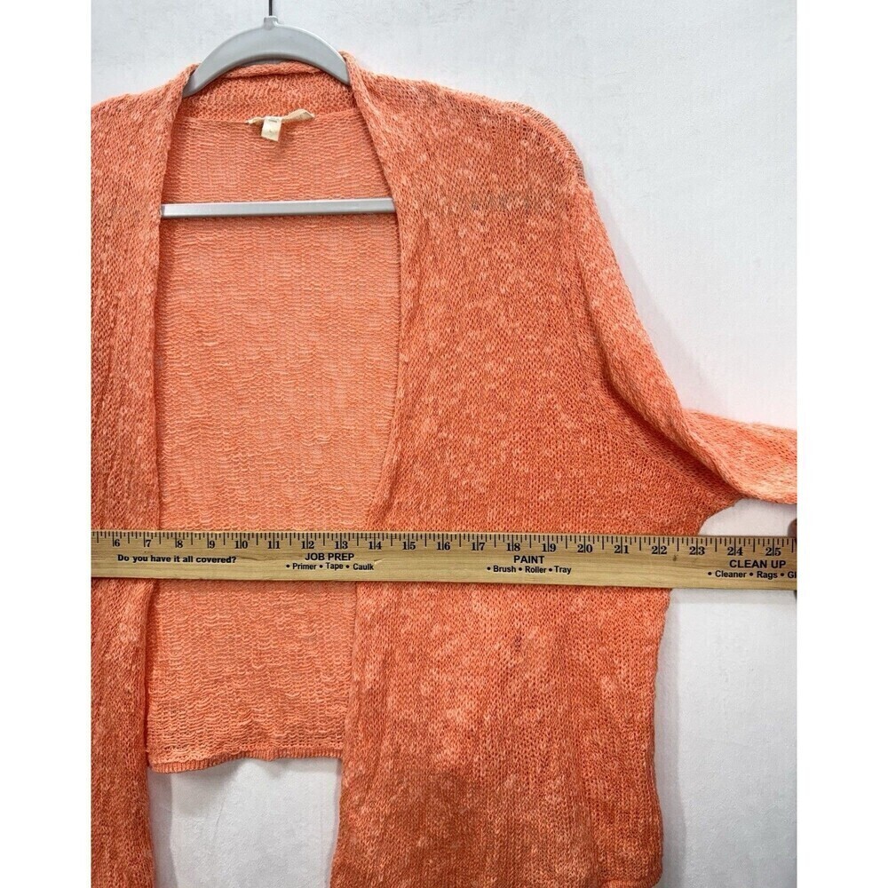 Eileen Fisher Linen Blend Open Front Cardigan Womens Large Coral Peach Open Knit - Picture 7 of 8